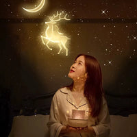 Crown Star Light Projection Rotating Star Bedroom Ceiling Atmosphere Night Lamp Stars Childrens Birthday Gift with Films Sheet