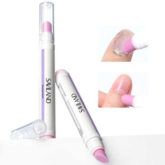 2-in-1 ceramic tip cuticle pen with pink applicator and hydrating oil, on white background